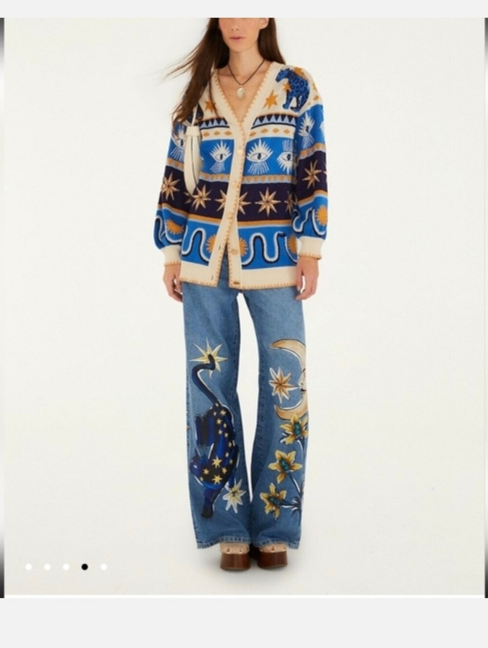 Farm Rio Mixed Mystical Ainika Buttoned Knit Cardigan - Picture 3 of 5